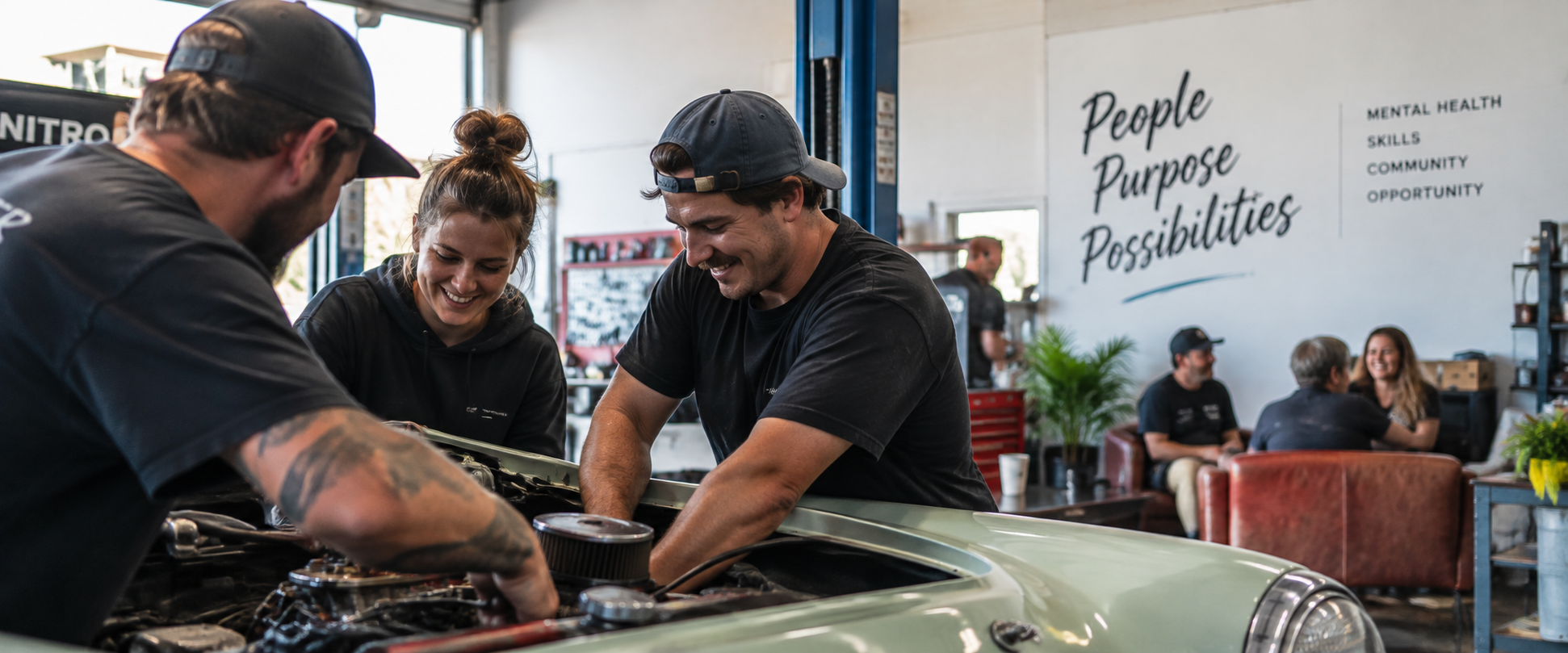 Workshop team working on a vehicle